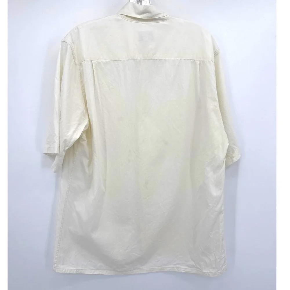 VTG‎ Safari Banana Republic Button Up yellow Shirt Mens M Short Sleeve